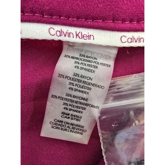 Calvin Klein Petite Luxe Highline Pants Women's 12P Mulberry Hook & Bar Closure - Picture 14 of 15